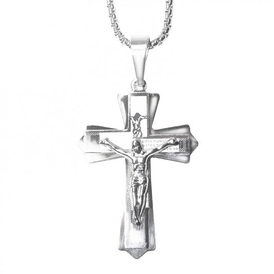 Necklace: Crucifix Steel SP 49mm