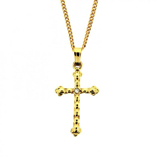 Necklace: Cross GP w/diamante 27mm on chain