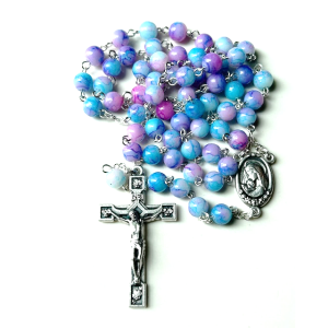 Rosary: Pink and Blue 6mm beads