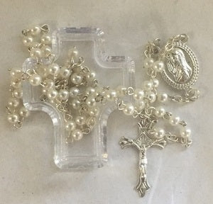 Rosary: Pearl Cross Shaped Box