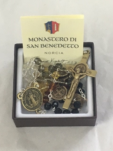 Rosary: St Benedict Brown Boxed
