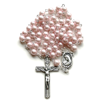 Rosary: Pink Glass Pearl