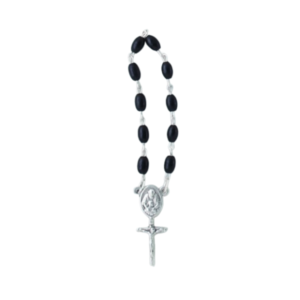 Rosary: One decade black wood beads