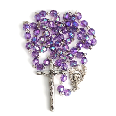 Rosary: Acrylic Crystal Amethyst 6mm bead