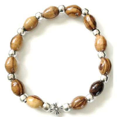 Bracelet: Olive wood oval bead