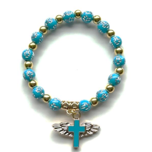 Bracelet: Bead/Gold with Cross
