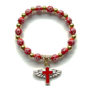 Bracelet: Bead/Gold with Cross