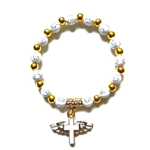 Bracelet: Bead/Gold with Cross