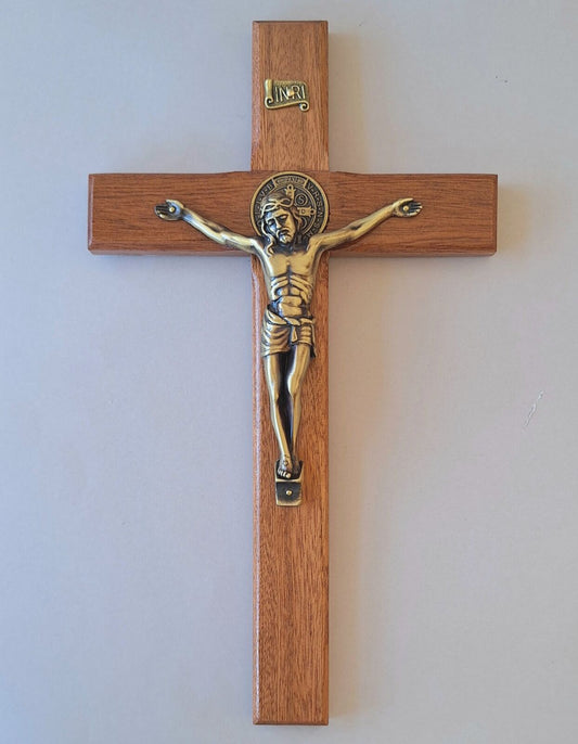 Crucifix: St Benedict Wooden 27cm