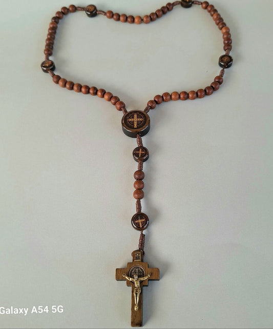 Rosary: St Benedict, wooden from Brazil