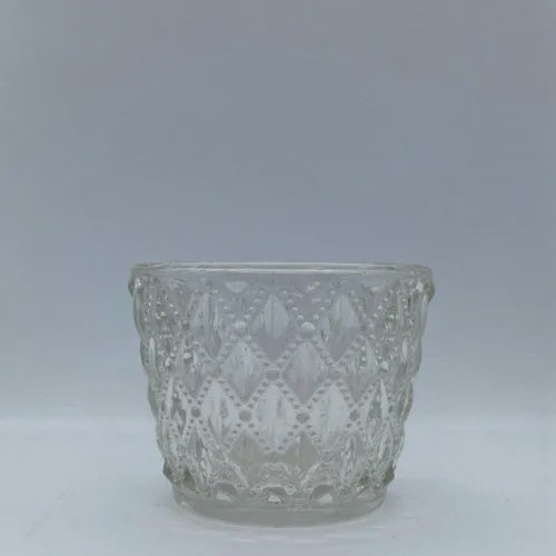 Candle holder: 75x60mm Ornate textured glass tealight