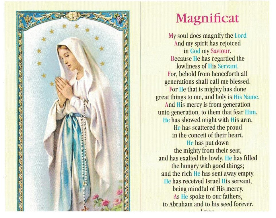 Holy Card: Lourdes Magnificat Laminated