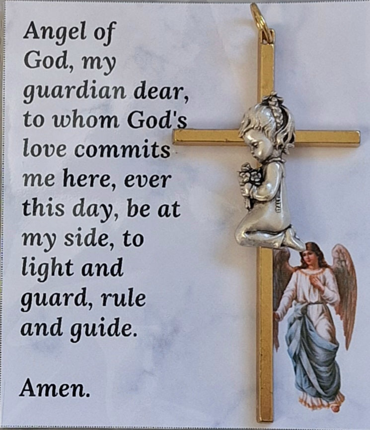 Guardian Angel Cross with prayer card