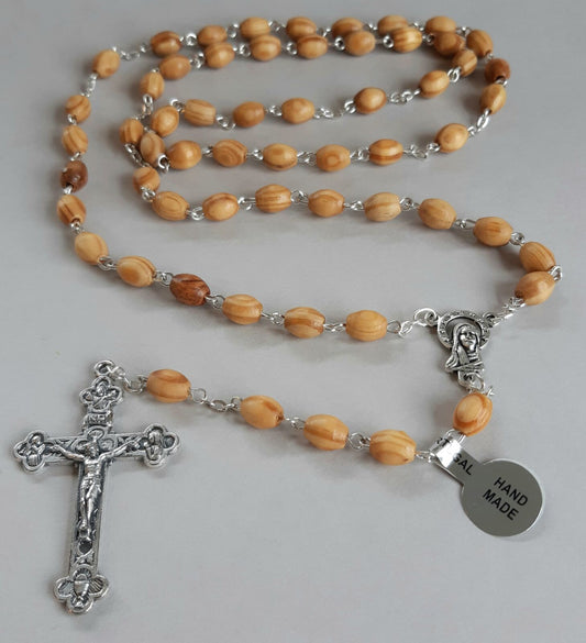 Rosary: Olive Wood Oval Beads RO379 Portugal