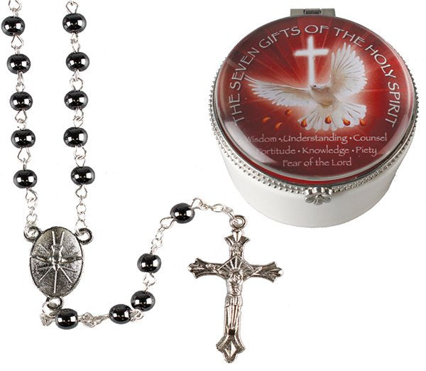 Rosary: Confirmation in porcelain box