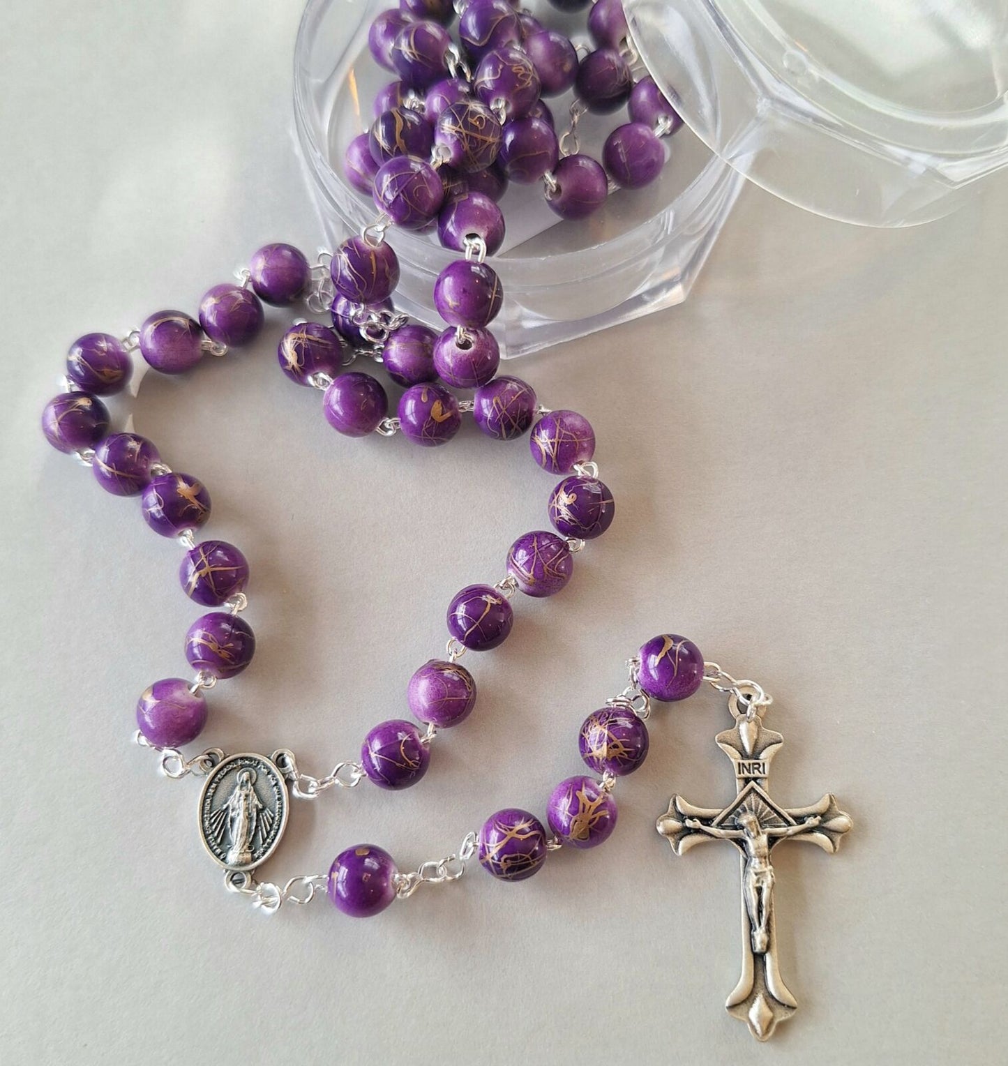 Rosary: Purple Acrylic Patterned