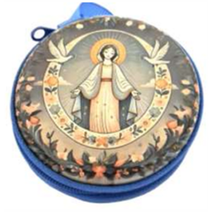 Rosary Case: Metal round with zip