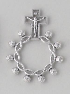 Rosary Ring: Metal Silver with cross