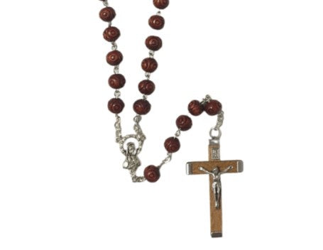 Rosary: Wood Carved Brown - Boxed