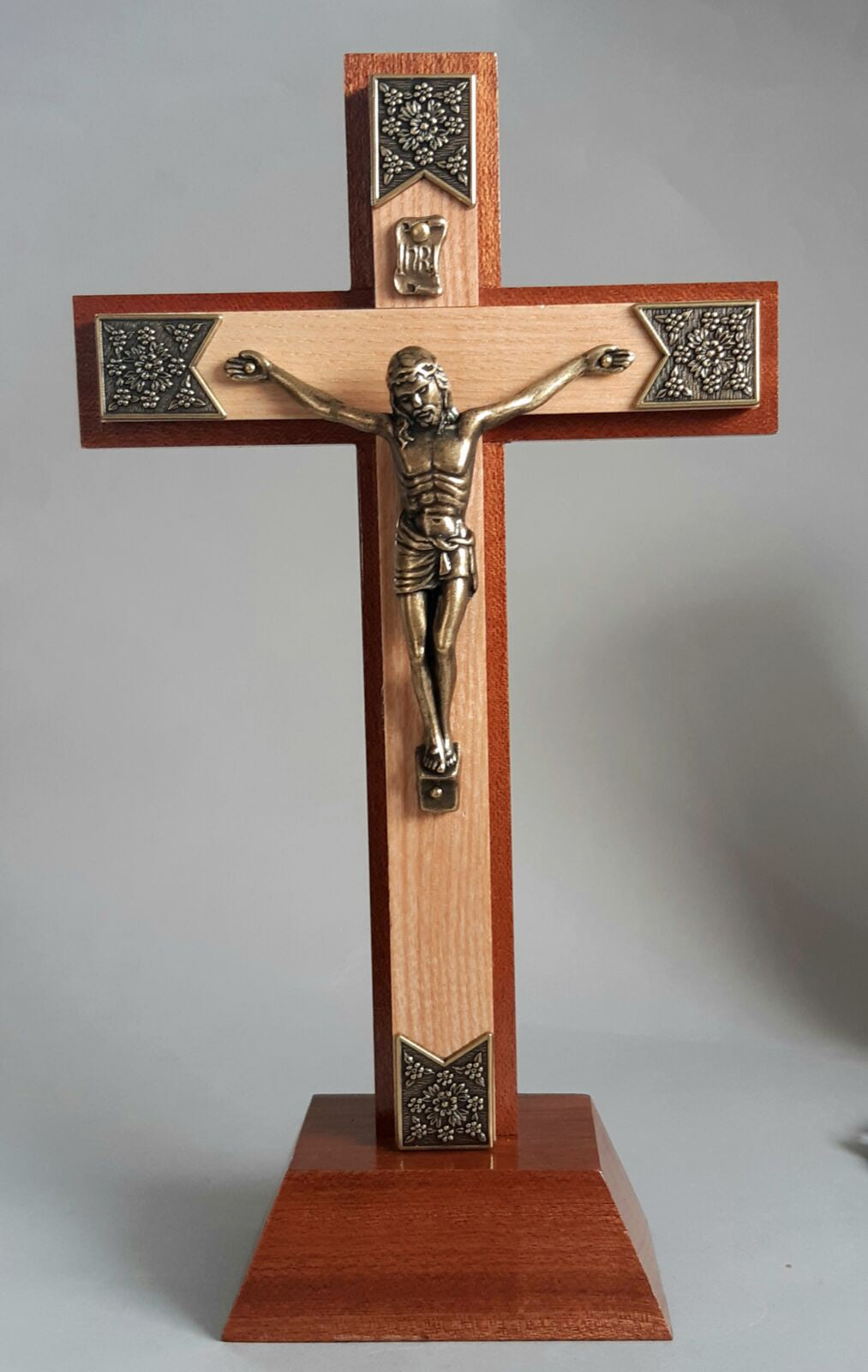 Crucifix: Wooden double with bronze corpus