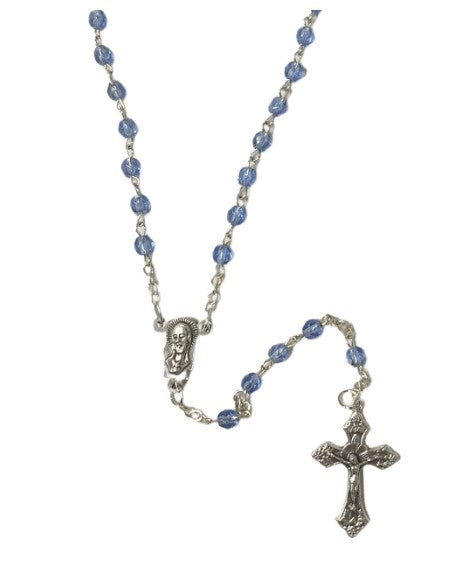 Rosary: Aurora Borealis Blue 4mm bead