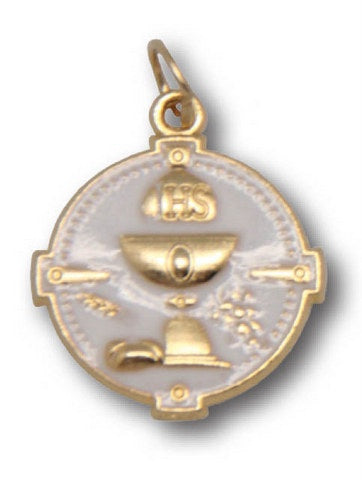Medal: First Holy Communion Gold/White