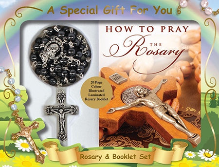 Rosary: Hematite with How to Pray the Rosary booklet