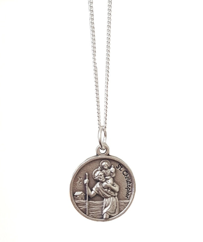 Necklace: St Christopher Medal on chain