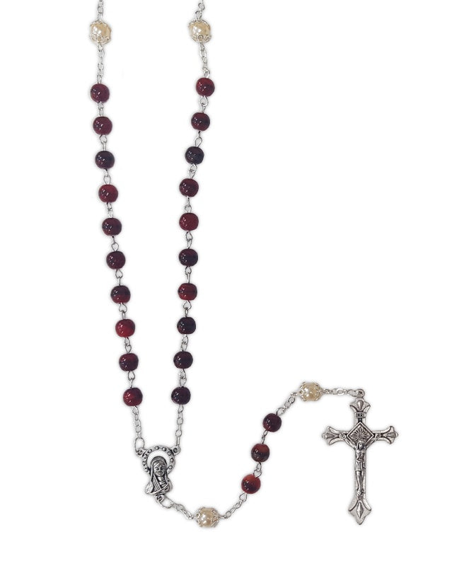 Rosary: Ruby with Pearl