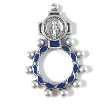 Rosary Ring: Miraculous blue with prayer card