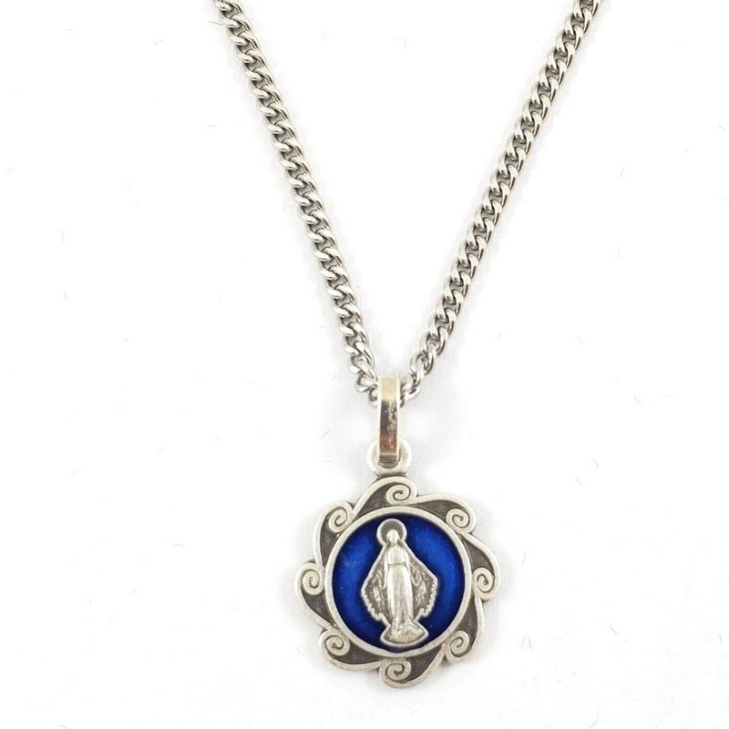 Necklace: Blue Miraculous Medal on chain