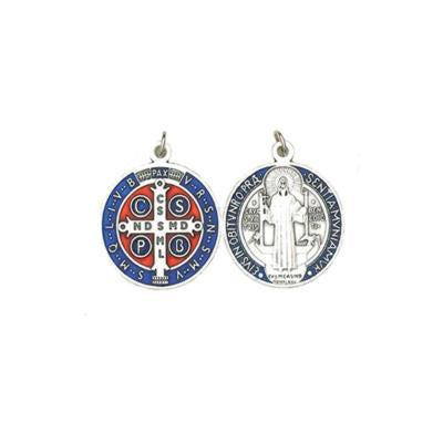 Medal: St Benedict round coloured 3cm