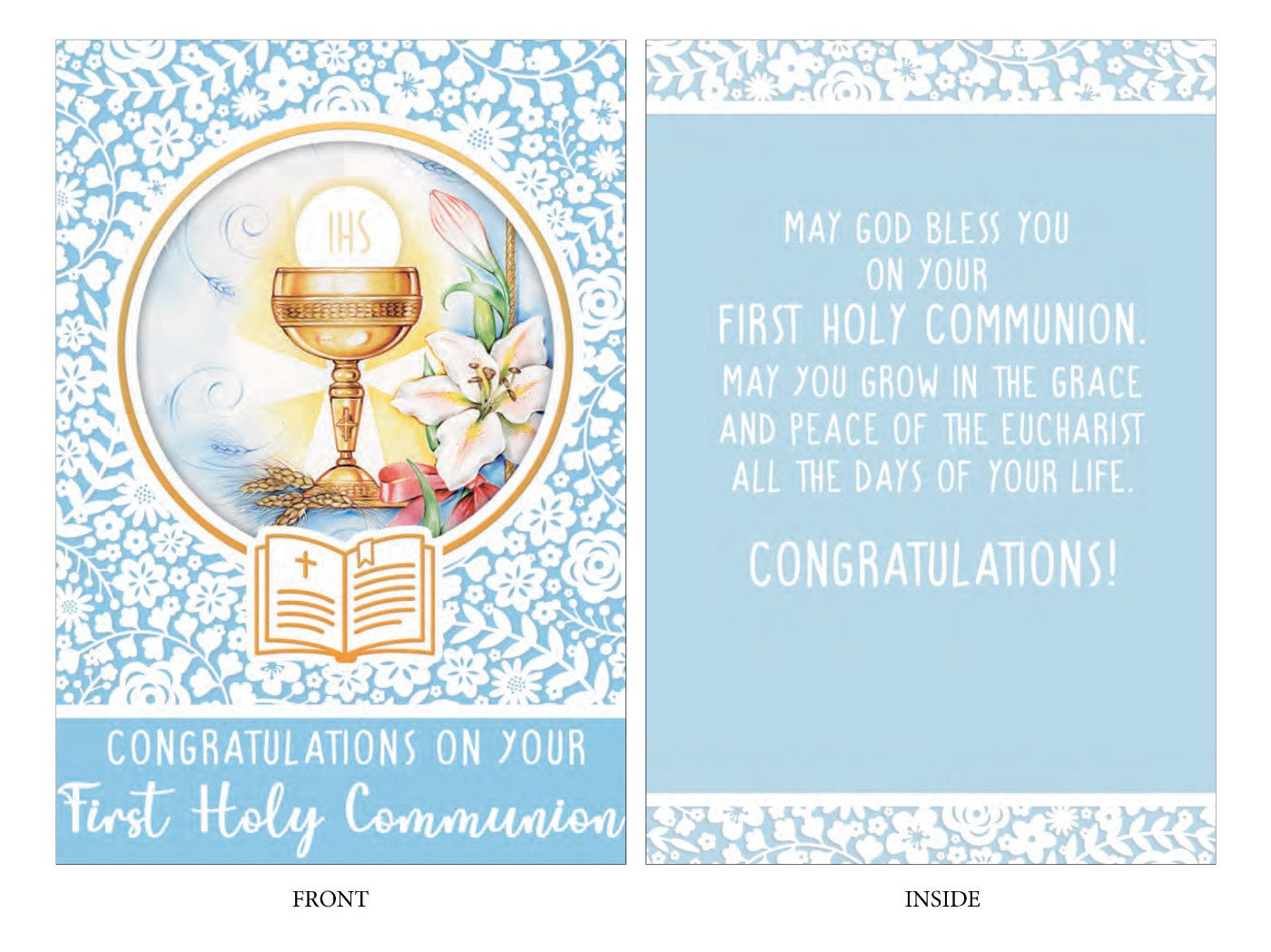 Card: First Holy Communion Embossed Boy w/chalice