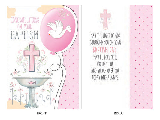 Card: Baptism Pink Foiling
