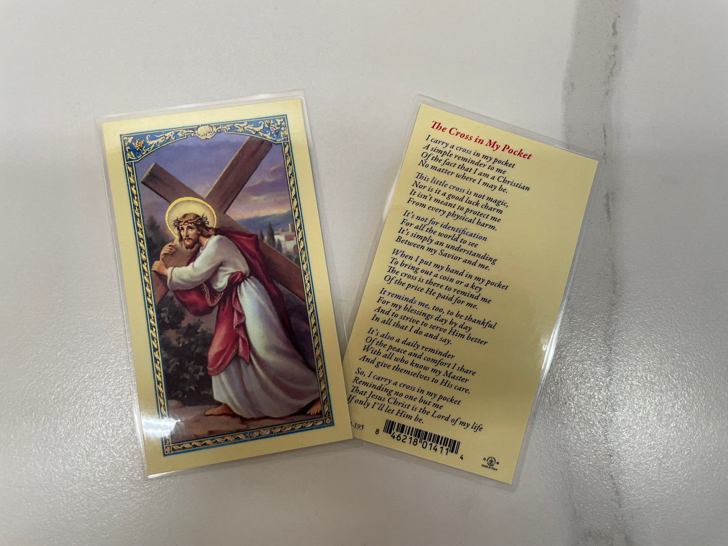 Holy Card: laminated Cross in my Pocket
