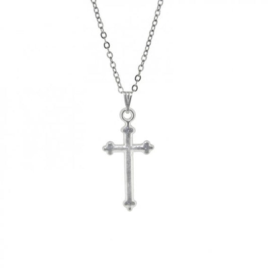 Pendant Cross: Club end - 29mm - Silver Plated on chain