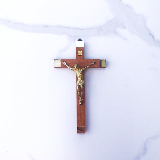 Crucifix: Wood Gold