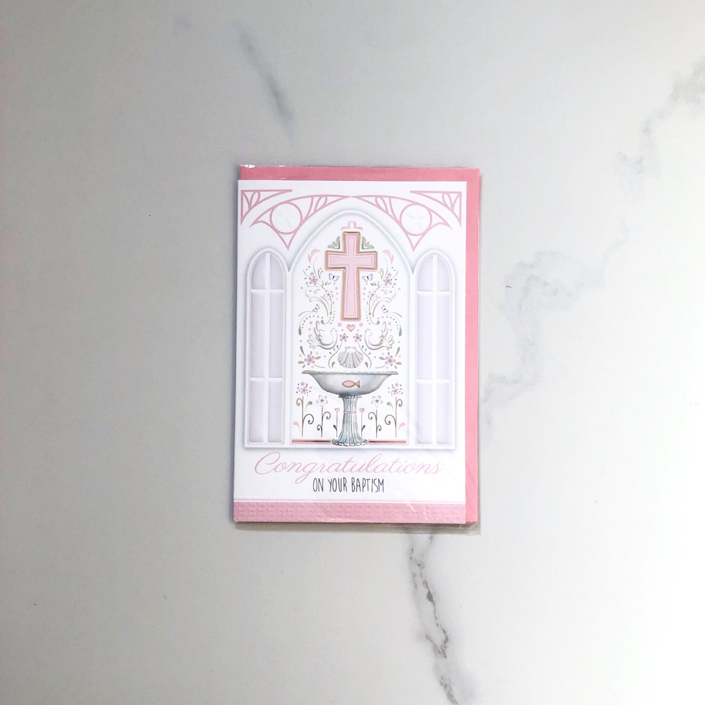 Card: Congratulations on your Baptism Pink