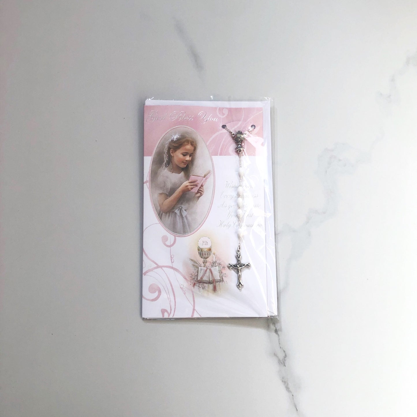Card: FHC with Pink Rosary - Girl