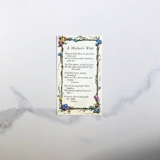 Holy Card: A Mother's Wish