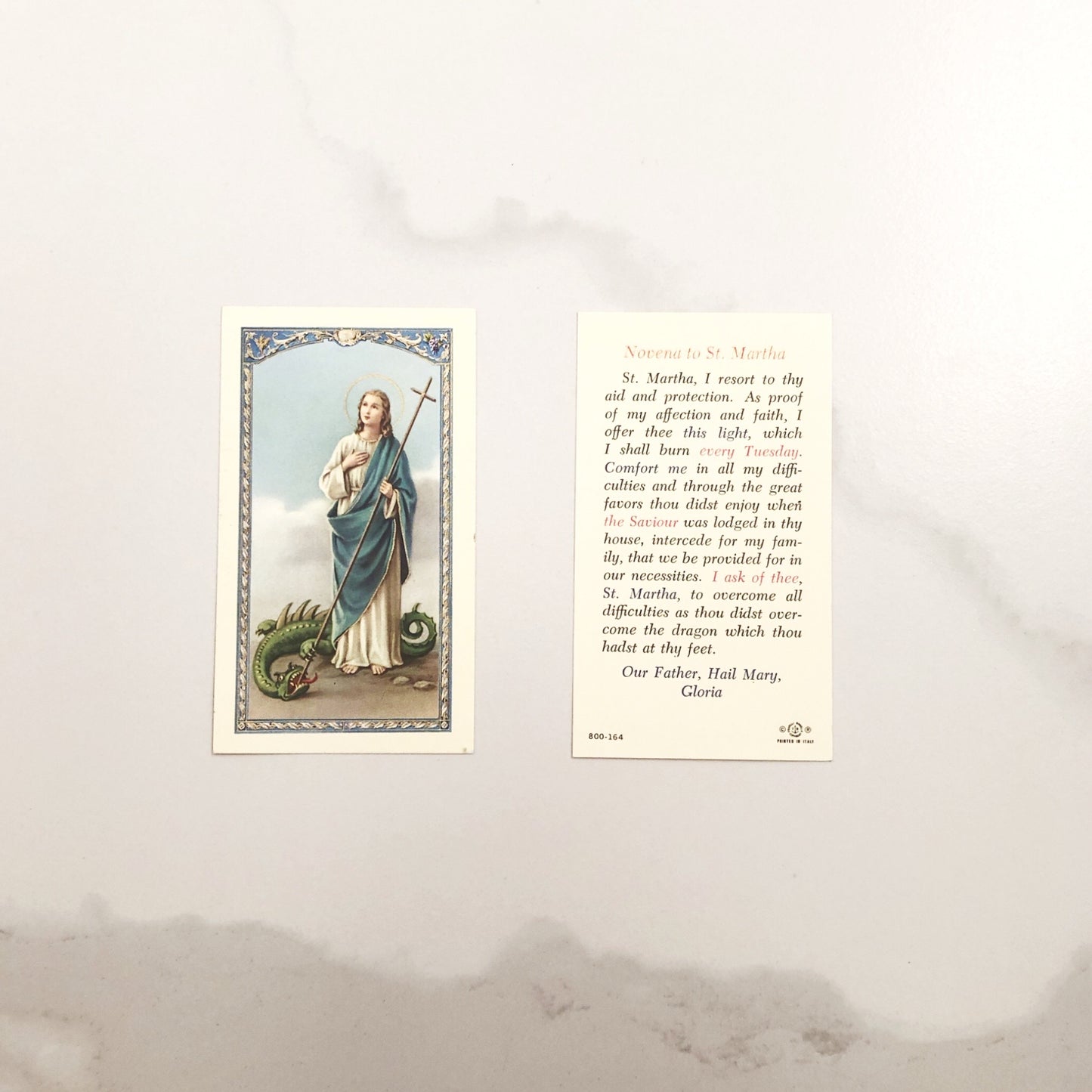 Holy Card: Novena to St Martha