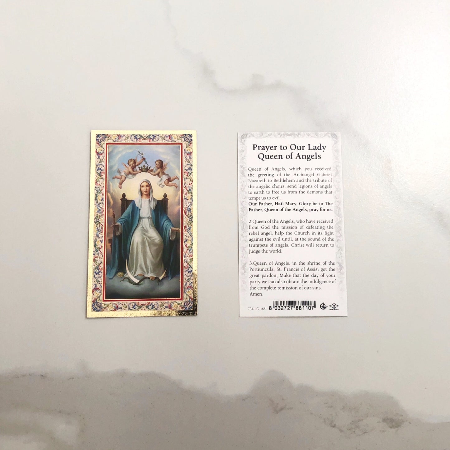 Holy Card: Prayer to Our Lady Queen of Angels