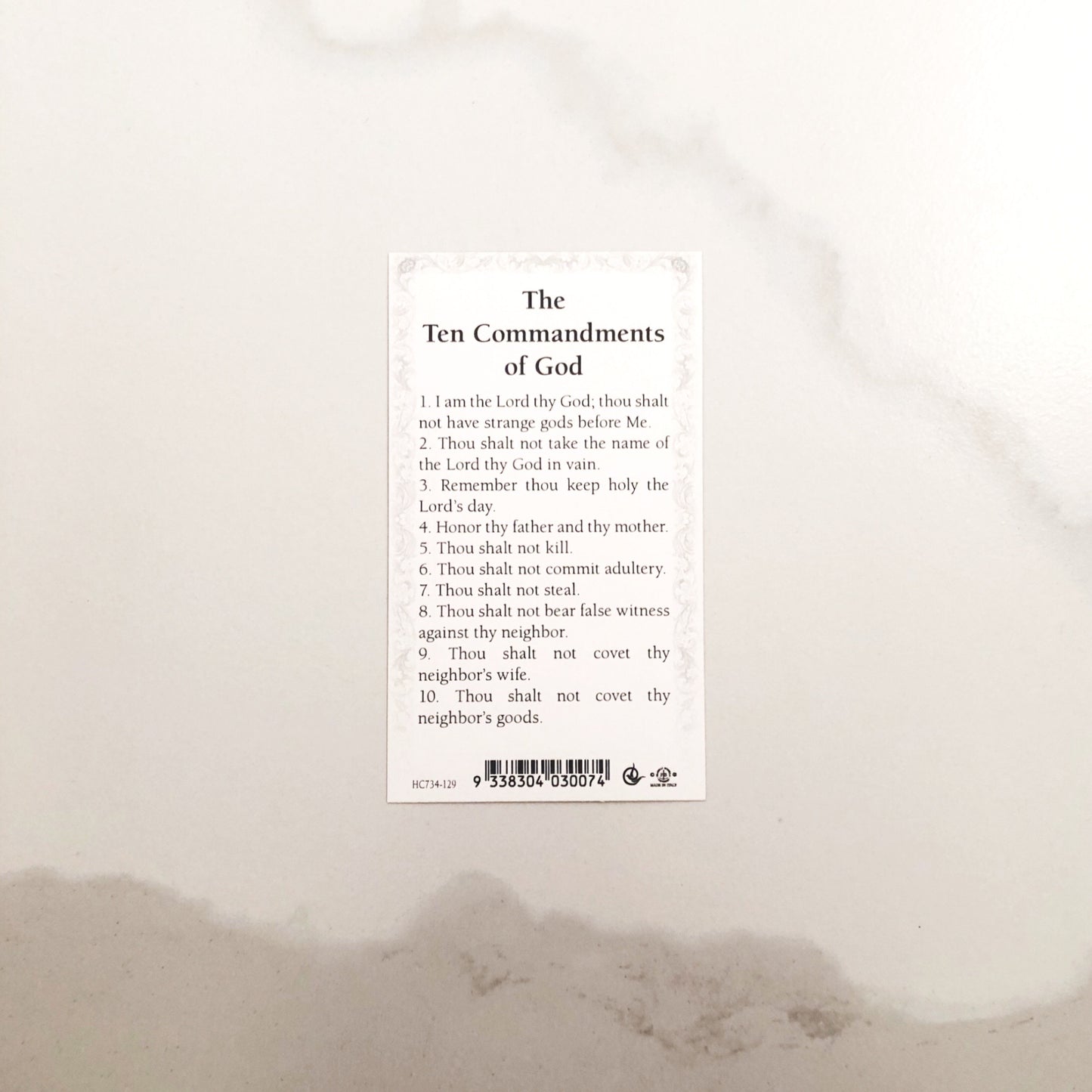 Holy Card: Ten Commandments