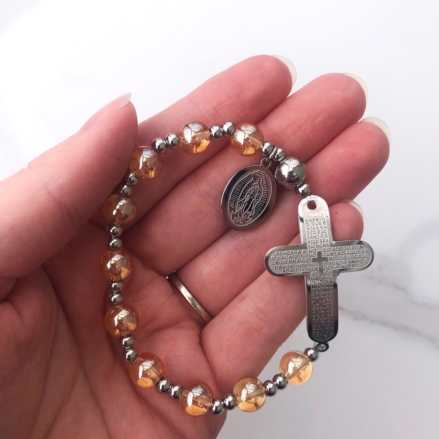 Bracelet: Rosary Stainless Steel & Bead