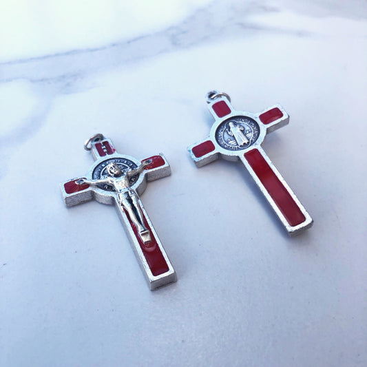 Crucifix: St Benedict 50mm - Red