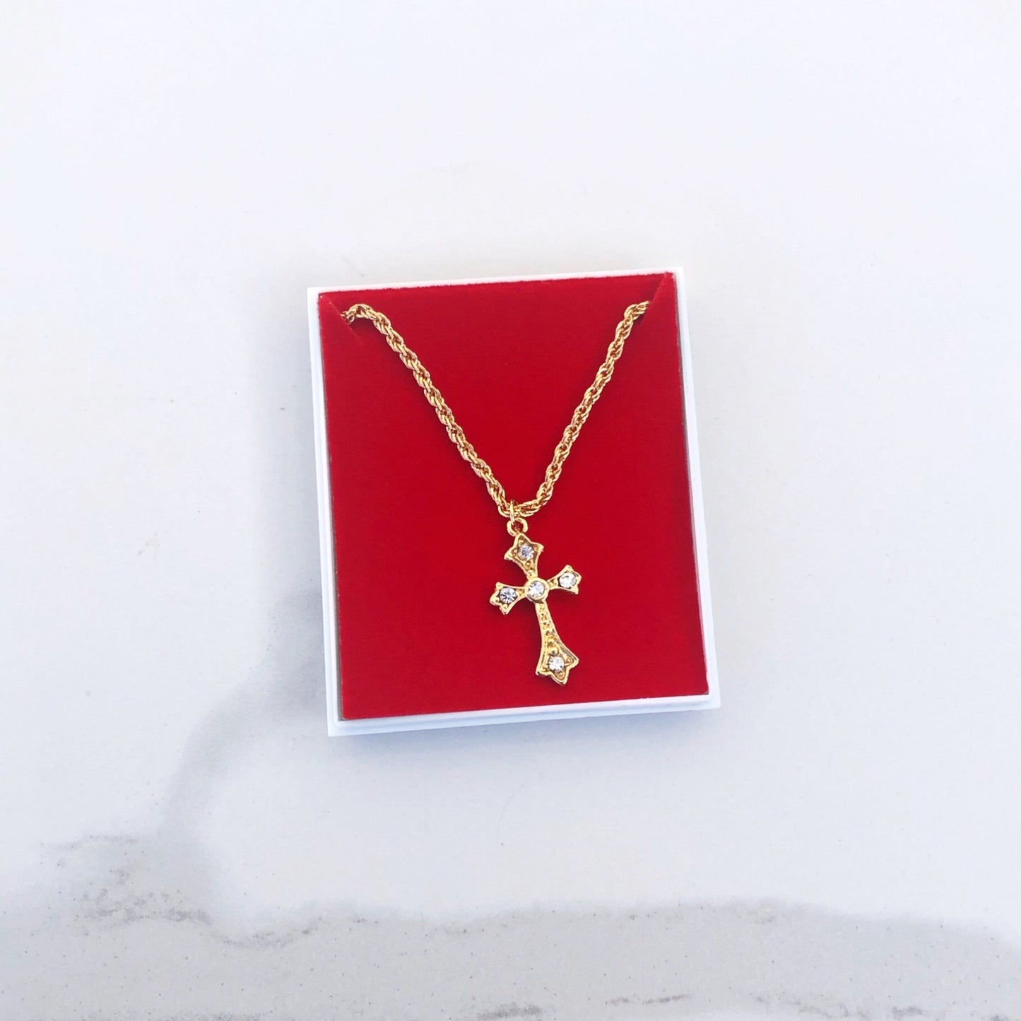 Necklace: Cross Crystal 60cm