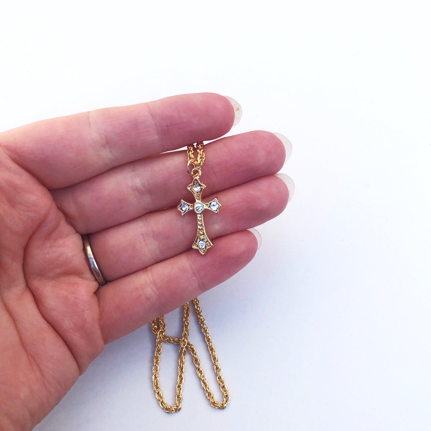 Necklace: Cross Crystal 60cm