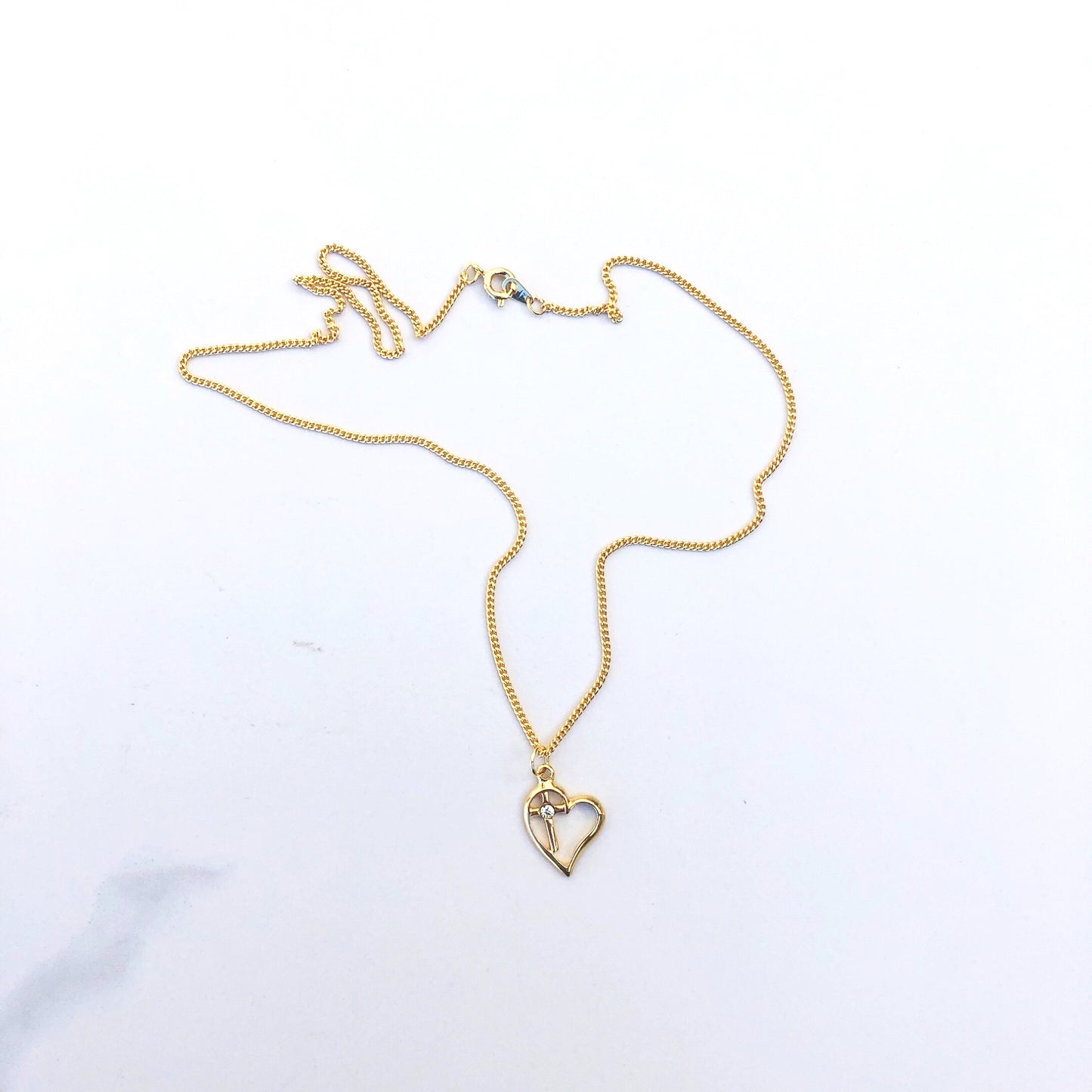 Necklace: Gold Heart with Cross