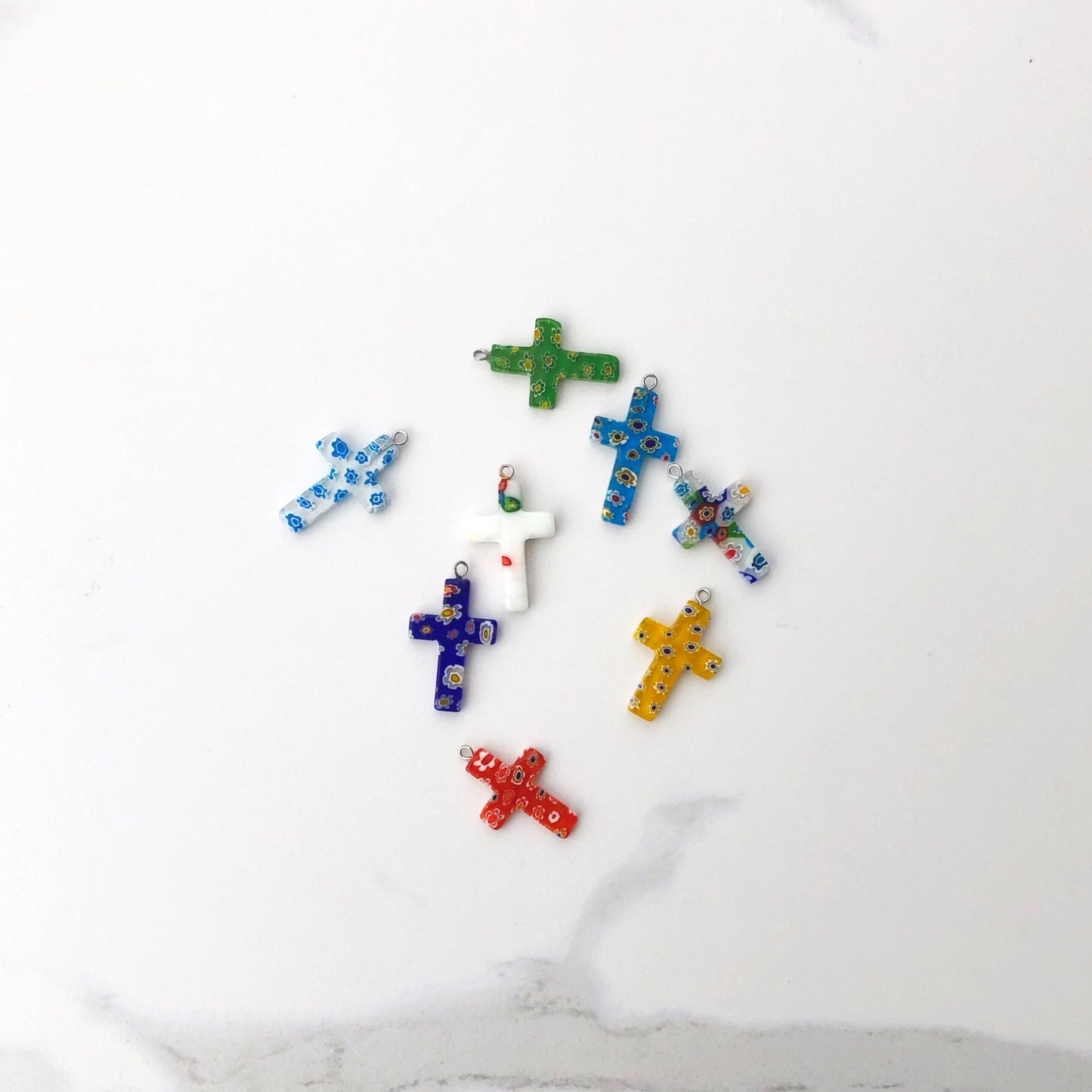 Pendant: Mille Fiori Glass Cross