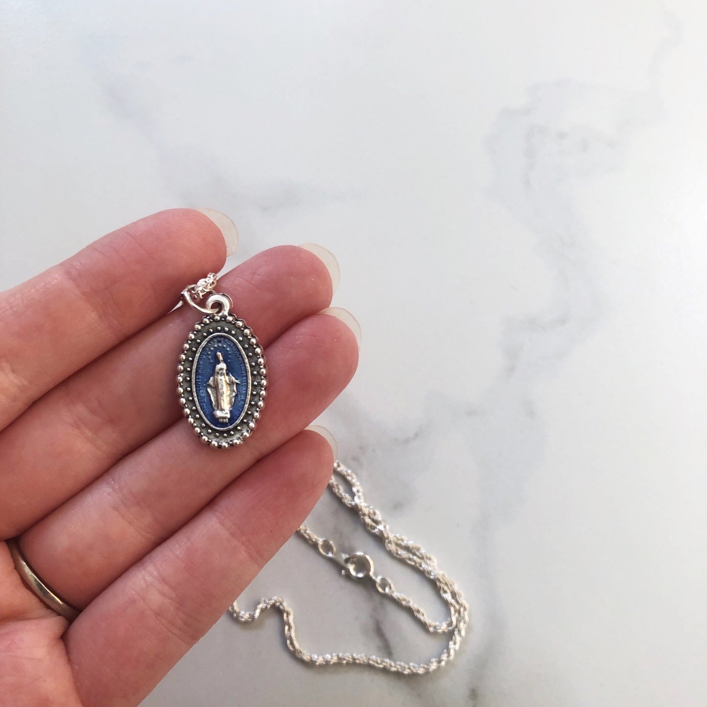 Necklace: Miraculous Medal Blue